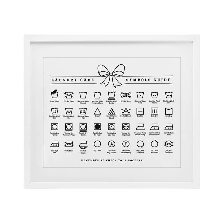 Stupell Industries - Wholesale Wall Sign - Laundry Care Symbols Guide - Print Under Glass Wall Art13