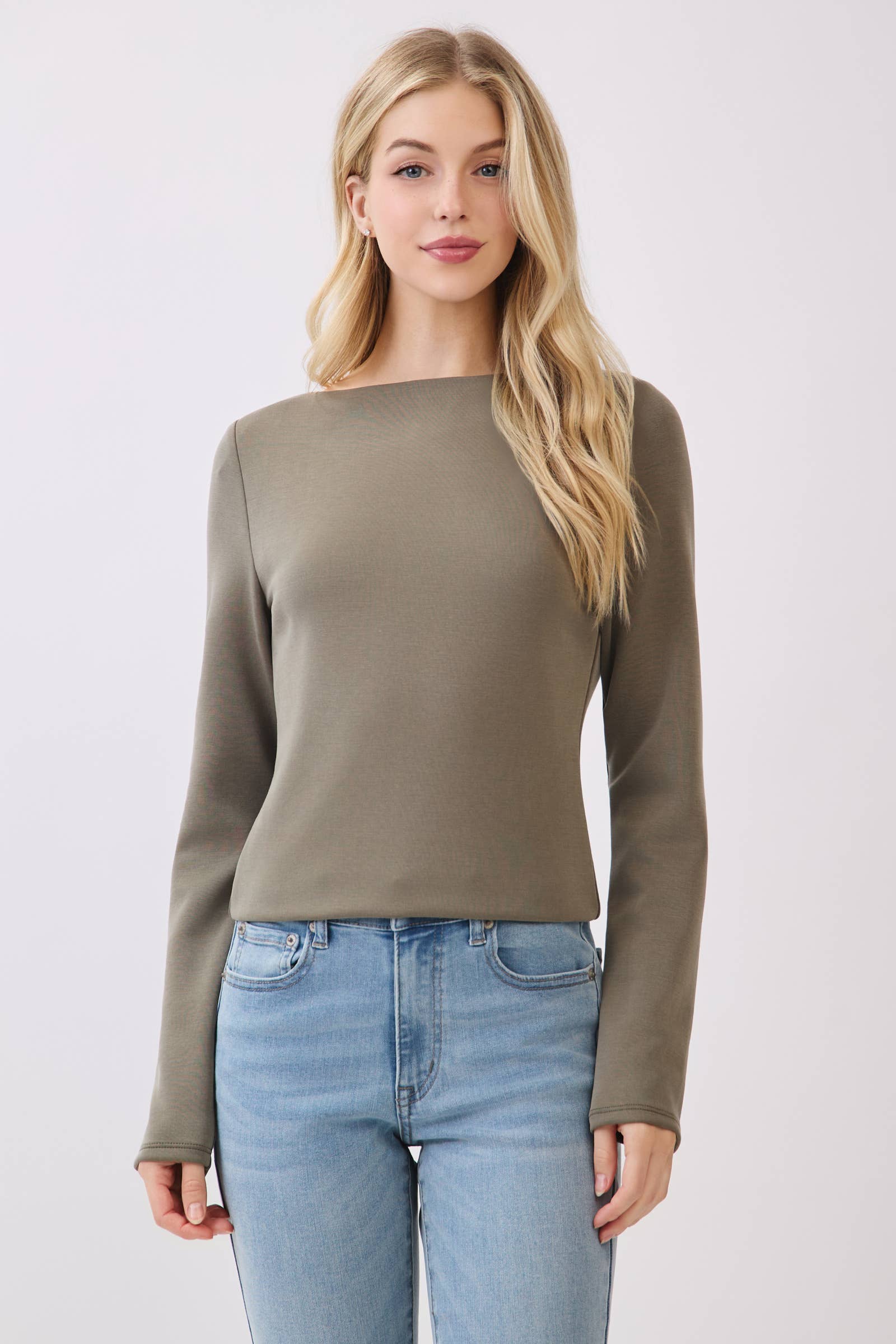 Final Touch - Wholesale Knit Top - Women's - Double Layer Boat Neck Long Sleeve Top - VT3153419