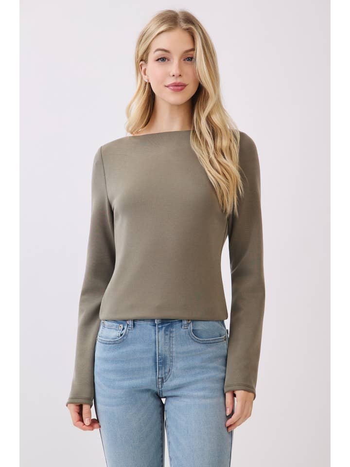 Final Touch - Wholesale Knit Top - Women's - Double Layer Boat Neck Long Sleeve Top - VT3153419