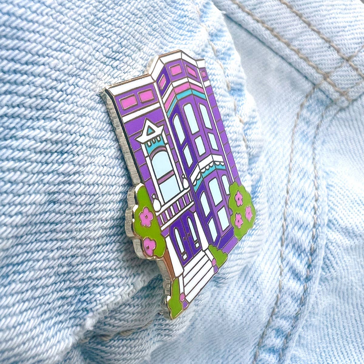 Brenna Daugherty Illustration - Wholesale Lapel Pin/Button - San Francisco Purple House Enamel Pin2