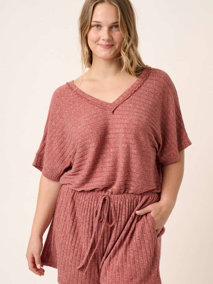 PLUS RIBB V-RINGAD DOLMANÄRMAD TRÖJA för wholesale av mittoshop