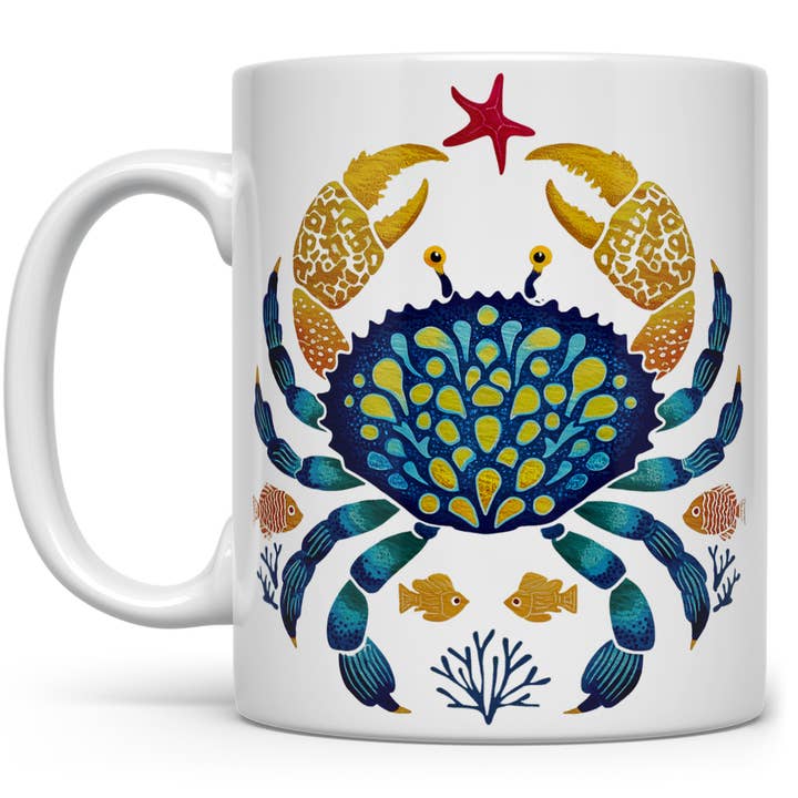 Mug en céramique « crabe côtier », cadeaux colorés pour la plage pour la vente par Loftipop