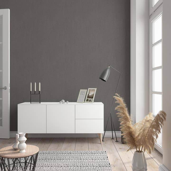 Carta da parati tinta unita grigio scuro per camera da letto, soggiorno o per la vendita all'ingrosso da parte di Marburg