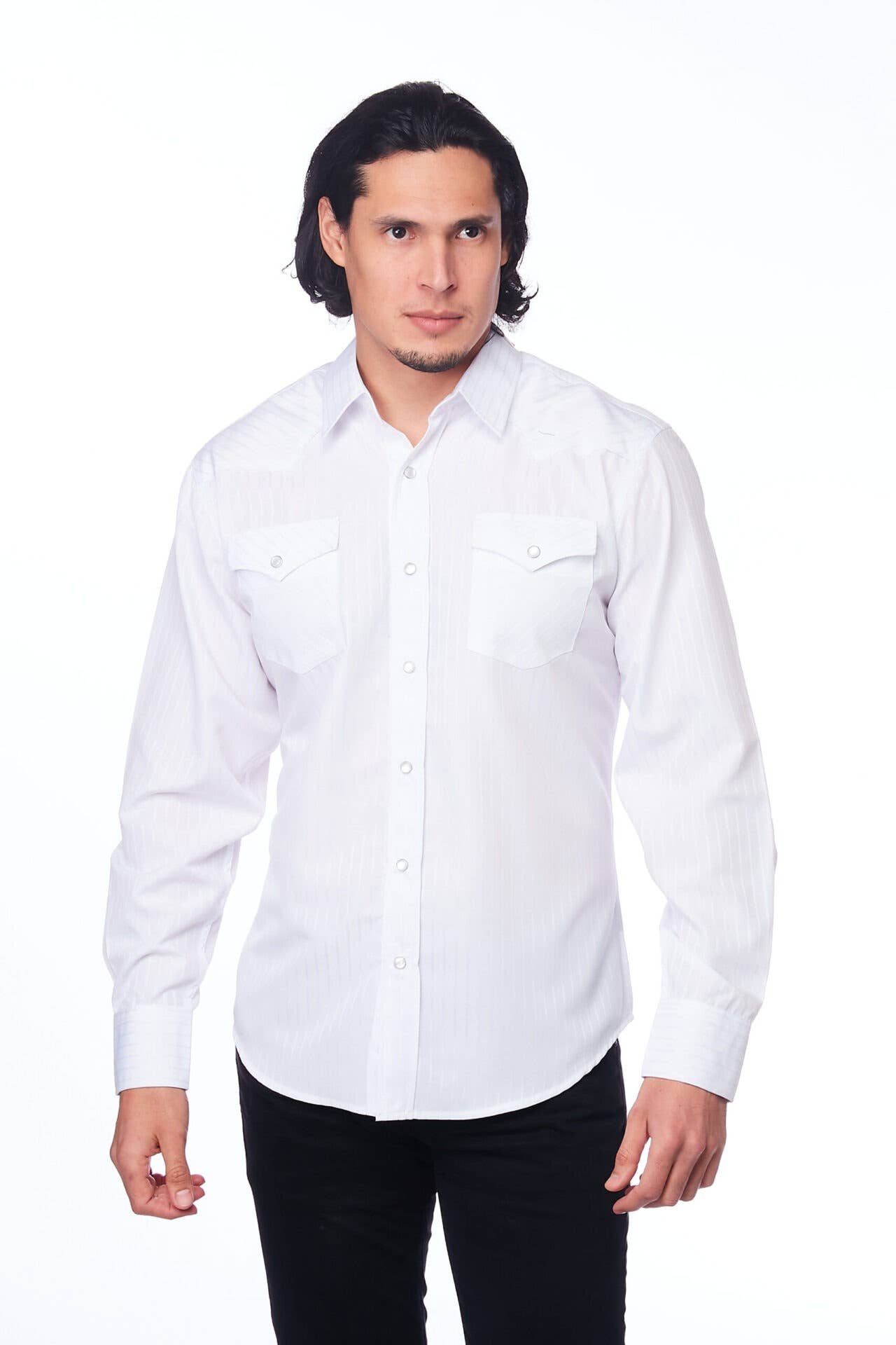 Rodeo Clothing - Wholesale Button Down Shirt - Men's - Men's long sleeve western cotton/poly yarn-dyed plain shirts24
