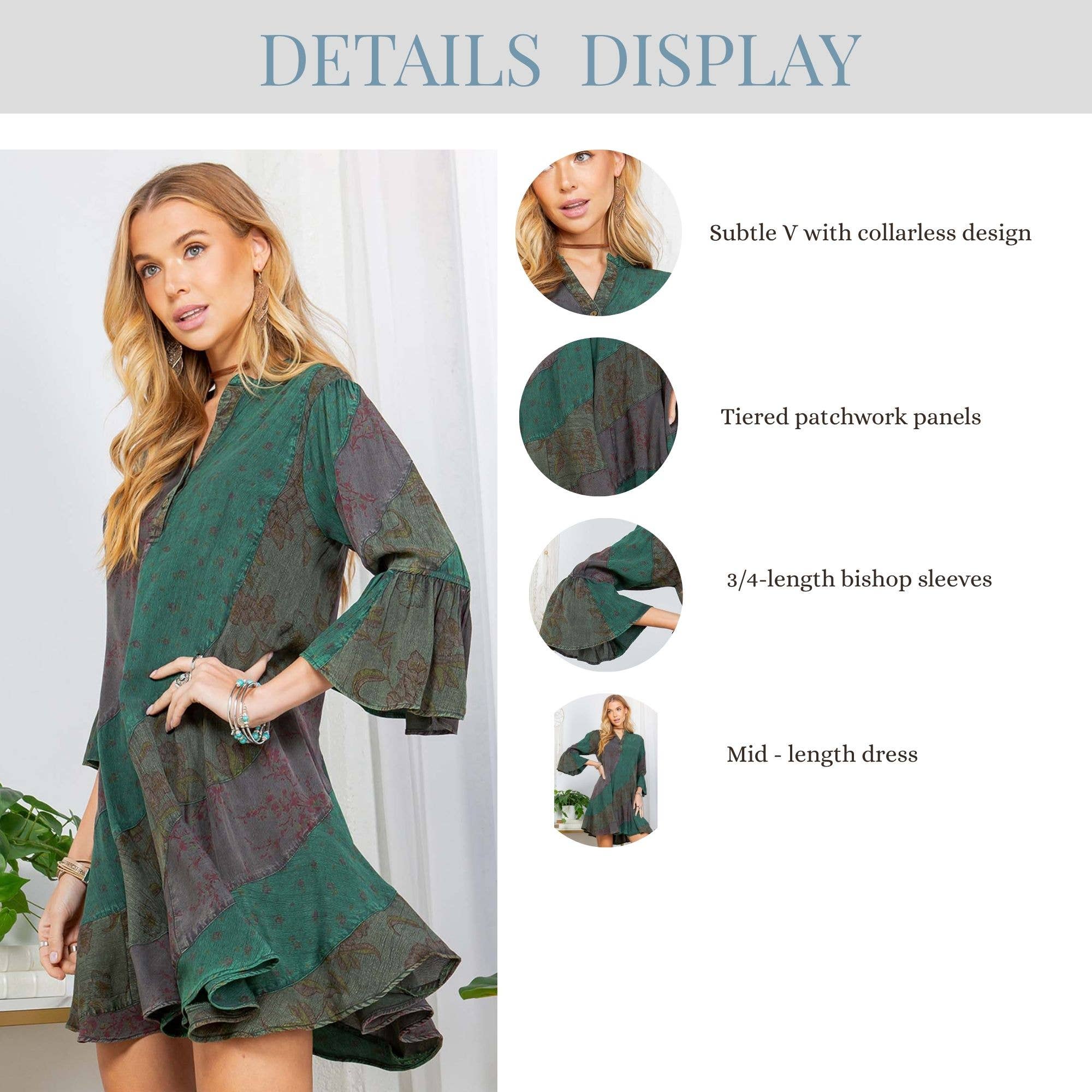 Young Threads - Wholesale Dress - Women's - Boho Patchwork Overdyed Babydoll Dress24