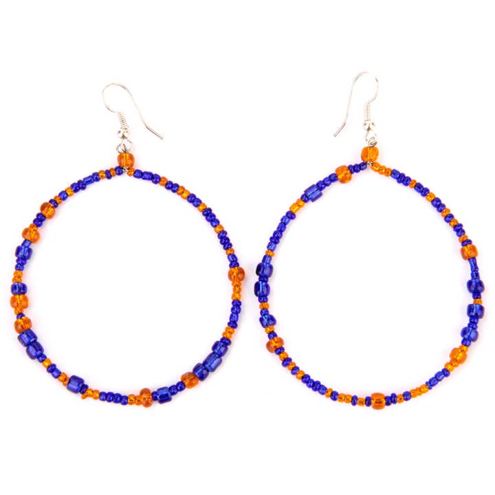 Erik & Mike - Wholesale Dangle Earrings - Game Day Orange & Blue earring hoop seed bead i