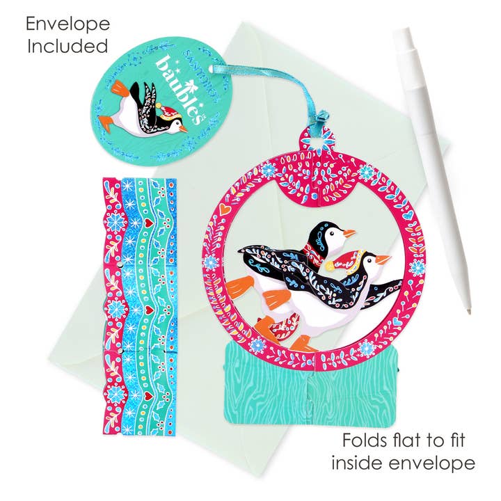 Santoro London – wholesale Christmas decoration – BL008 – Baubles - Snow Globe - Penguins3