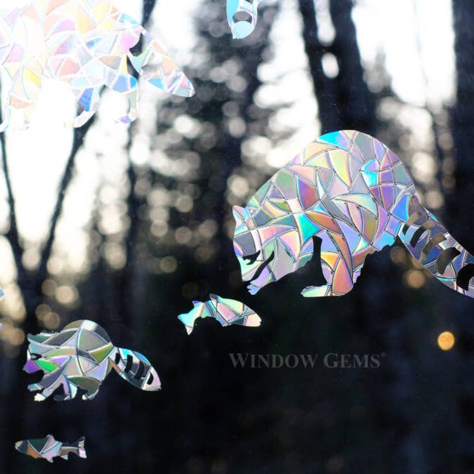 Window Gems - Wholesale Suncatcher - Raccoon Window Clings - Bird Strike Prevention Suncatchers3