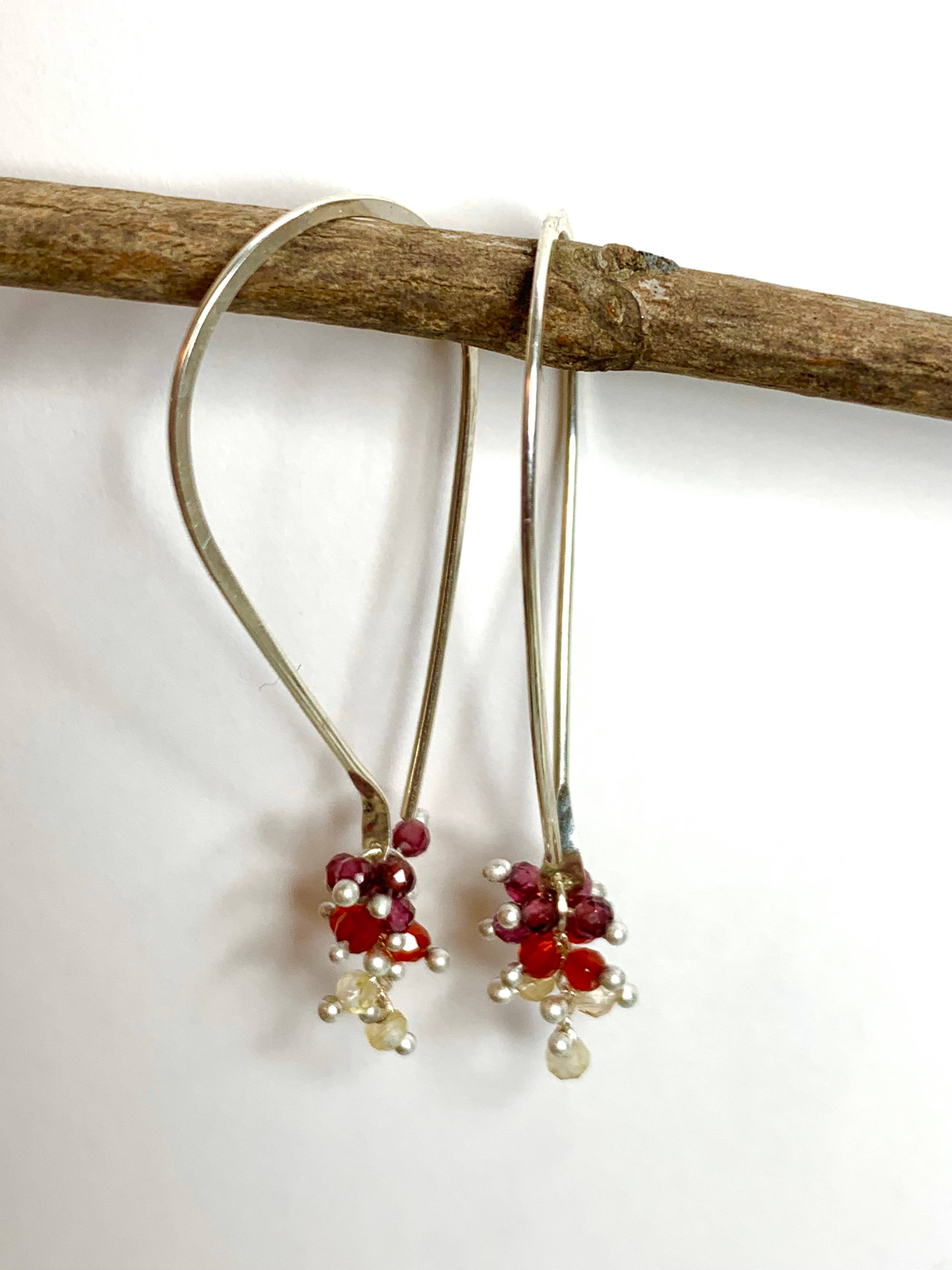 YedOmi Jewelry - Wholesale Hoop Earrings - XS Fire Tear Hoop Earrings in Citrine, Carnelian and Garnet4