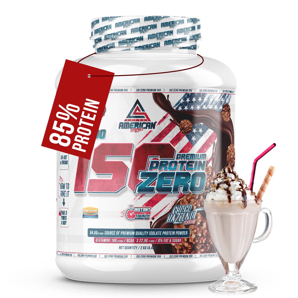 AMERICAN SUPLEMENT S.L. - Vendita all'ingrosso Proteine/superfood in polvere - American Suplemento | Premium IsoZero WPI90 2 kg/900gr6