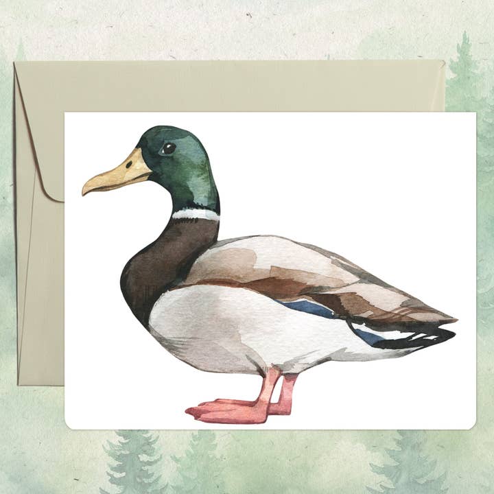 Handmade duck greeting card for wholesale by Soul Familiar