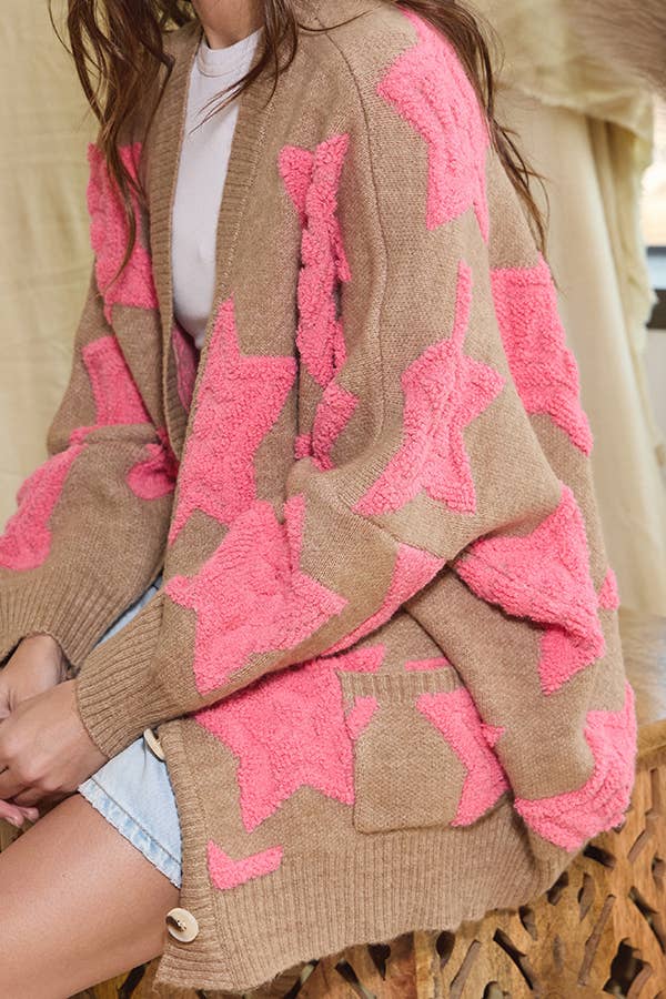 BUCKETLIST INC - Wholesale Cardigan - Women's - IT1670 Oversized Star Pullover Sweater Cardigan39