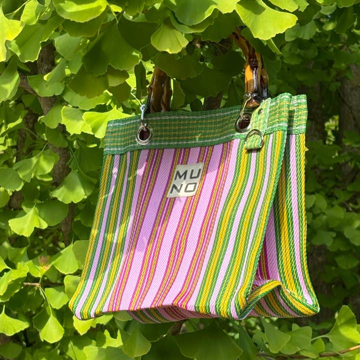 Muno - Wholesale Tote Bag - Women's - Nylon Mini Tote with Bamboo Handle - Lime Zest2