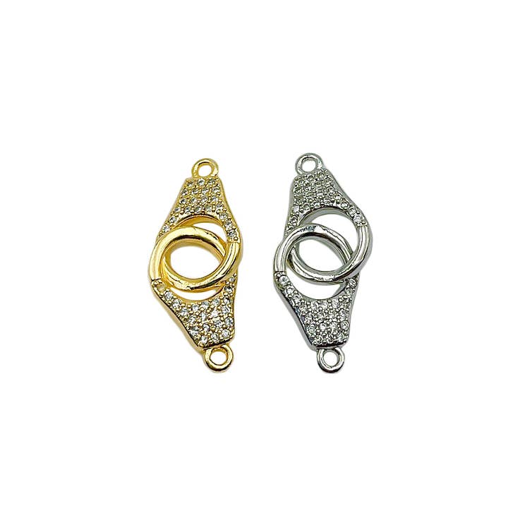 18K Gold Filled Micro Pave Handcuff Charm Connector CN372 for wholesale by Beads Creation