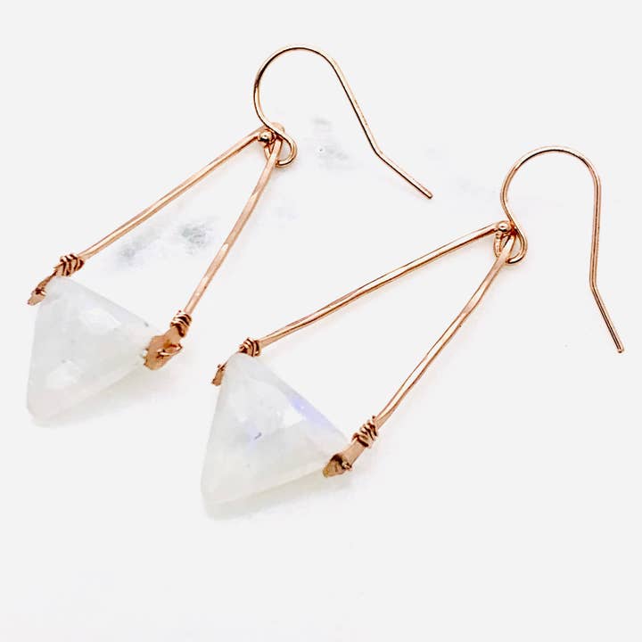 Rainbow Moonstone Dangle Earrings for wholesale by Juniper and Stone