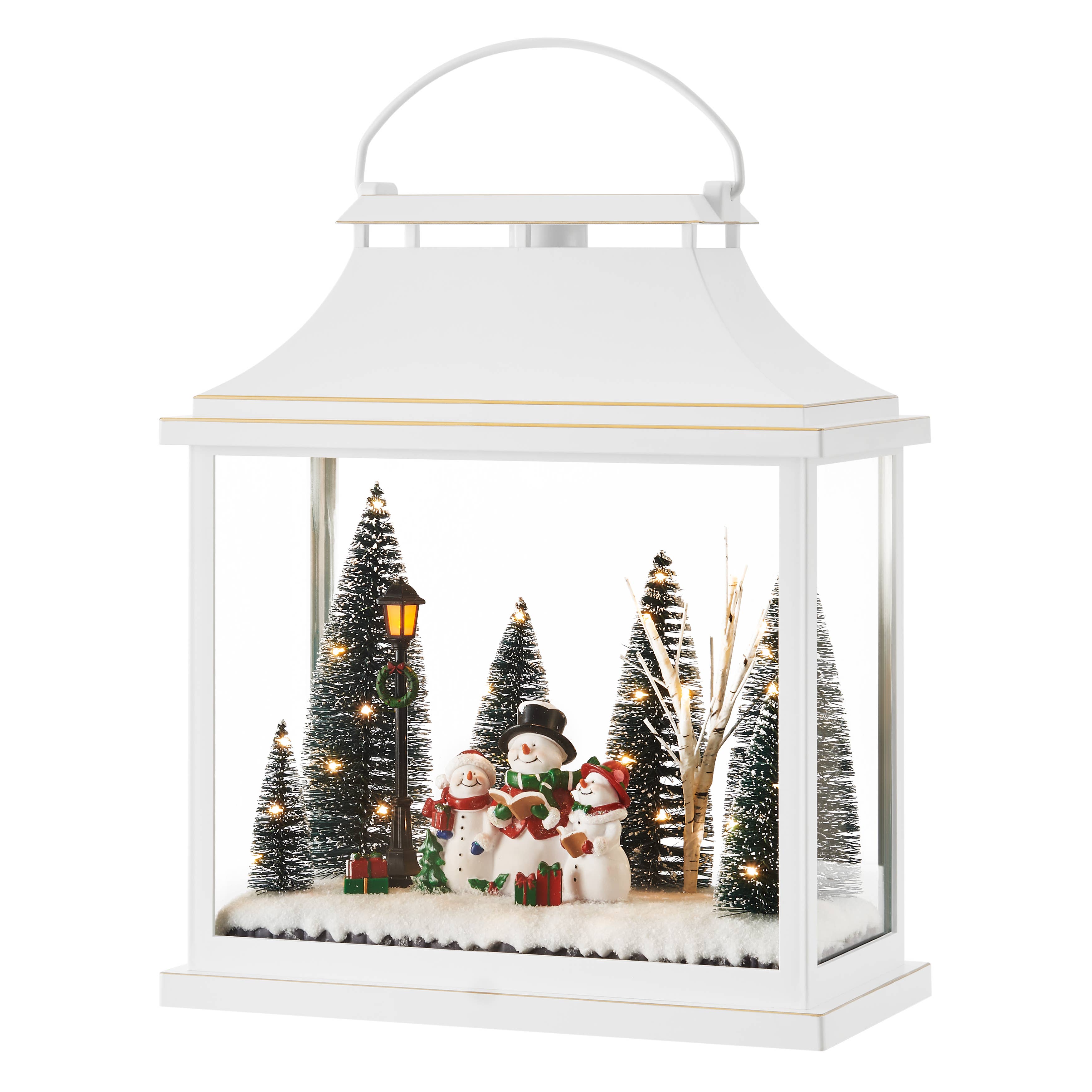 Danya B - Wholesale Christmas Decoration - White Christmas Holiday Scene Lighted Lantern Decoration6