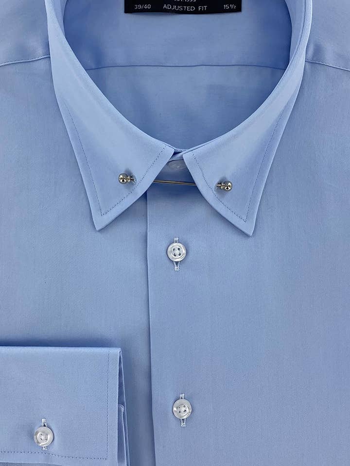SKY BLUE FITTED SHIRT WITH ENGLISH COLLAR for wholesale by Cotton Park
