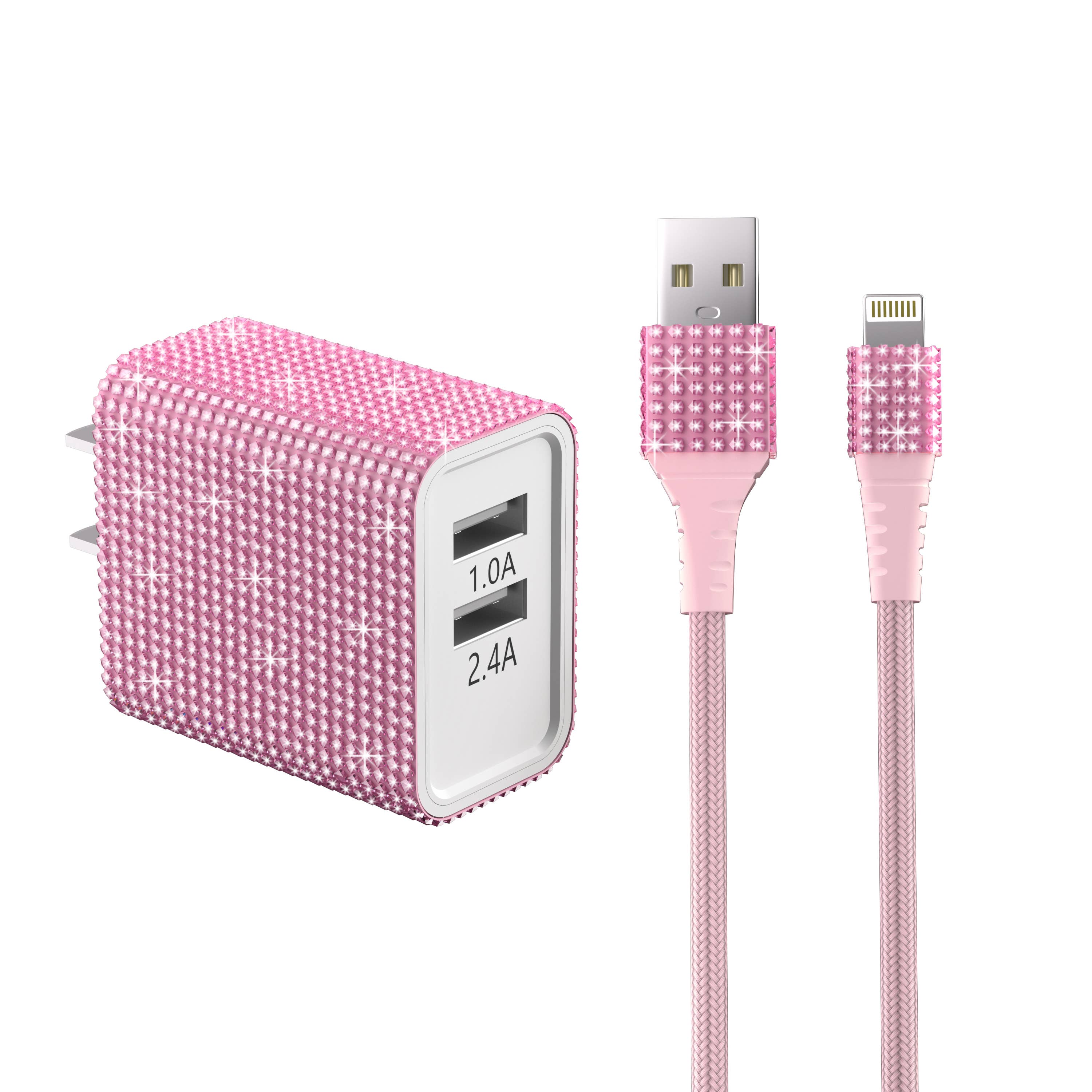 LAX Gadgets - Wholesale Charging Cable - Bling Dual High-Speed Wall Charger Cable 6-ft Retail Pack9