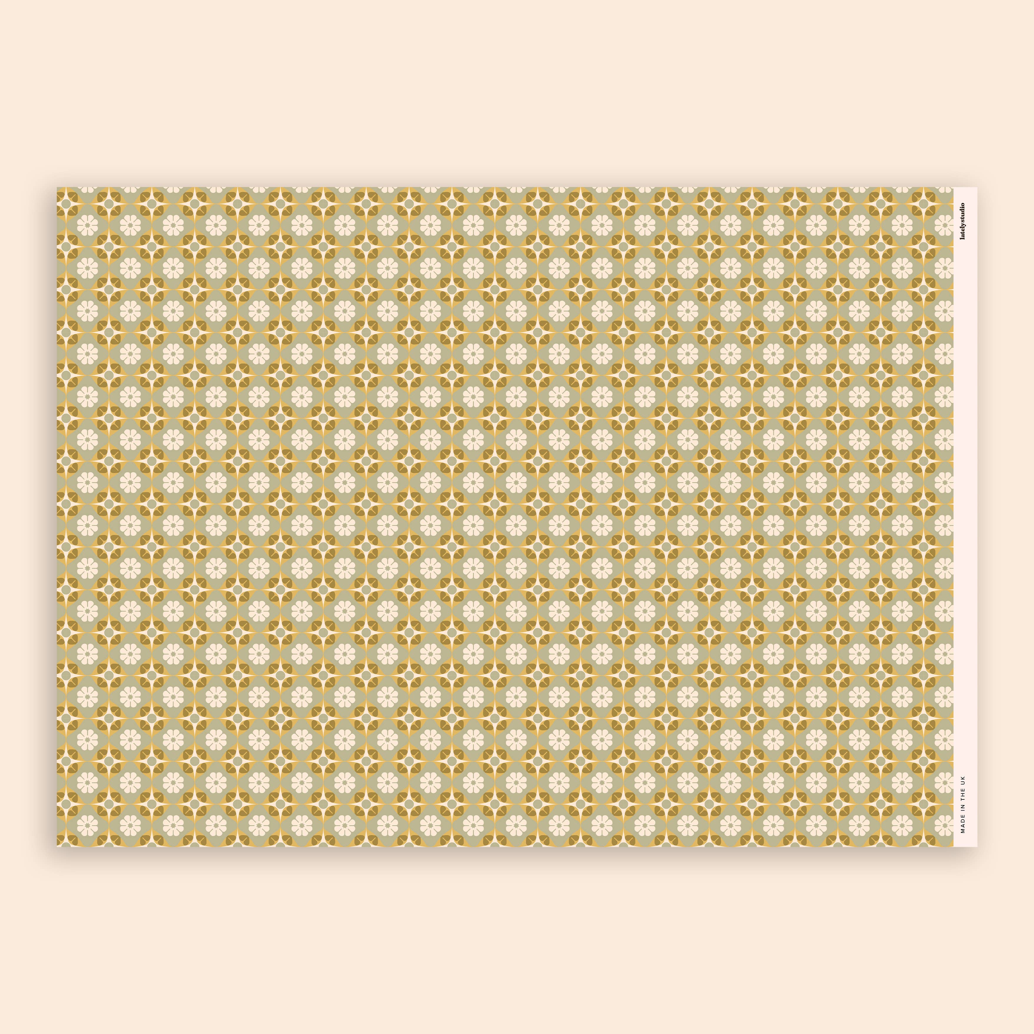 Lately Studio - Wholesale Flat Wrap - Flower Grid Wrapping Paper Sheet | Green Birthday Gift Wrap2
