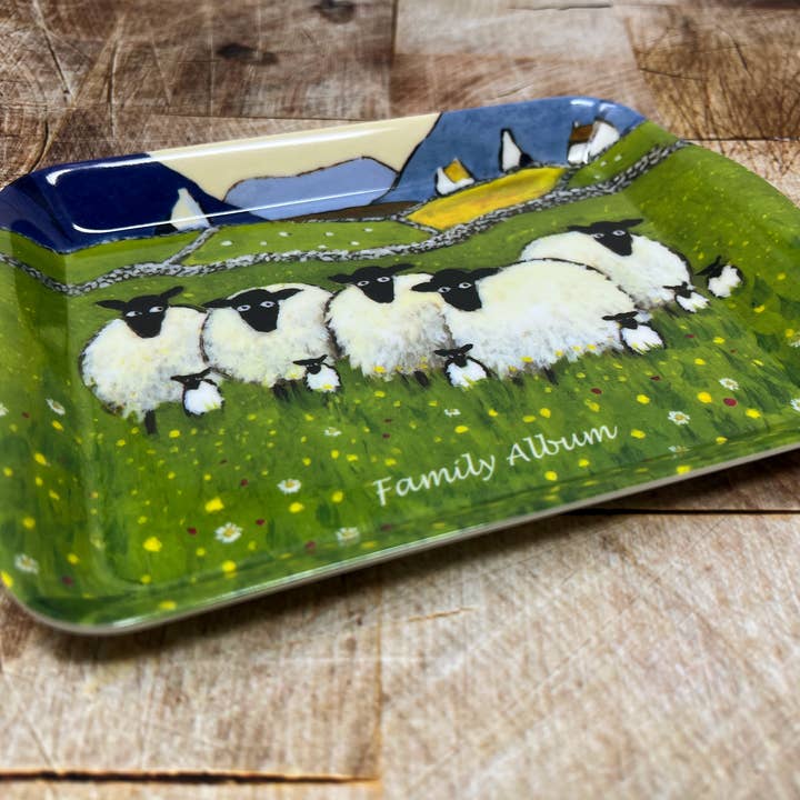 The Whimsical World of Thomas Joseph - Wholesale Serving Tray - Family Album - Small Melamine Snack Tray - Sheep Artwork1