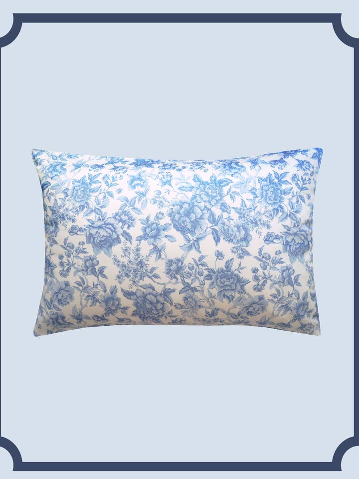 Bridgerton Housewife Pillowcase made with Liberty Fabric REGENCY TRAIL CHINA BLUE for wholesale by Coco & Wolf