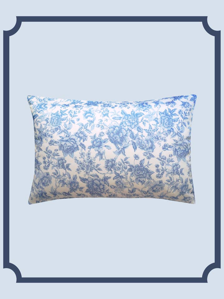 Bridgerton Housewife Pillowcase made with Liberty Fabric REGENCY TRAIL CHINA BLUE for wholesale by Coco & Wolf