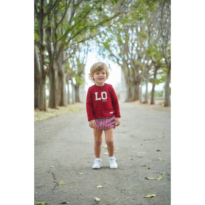 Pepe Set + Bordeaux Vichy Sweatshirt for wholesale by La ormiga