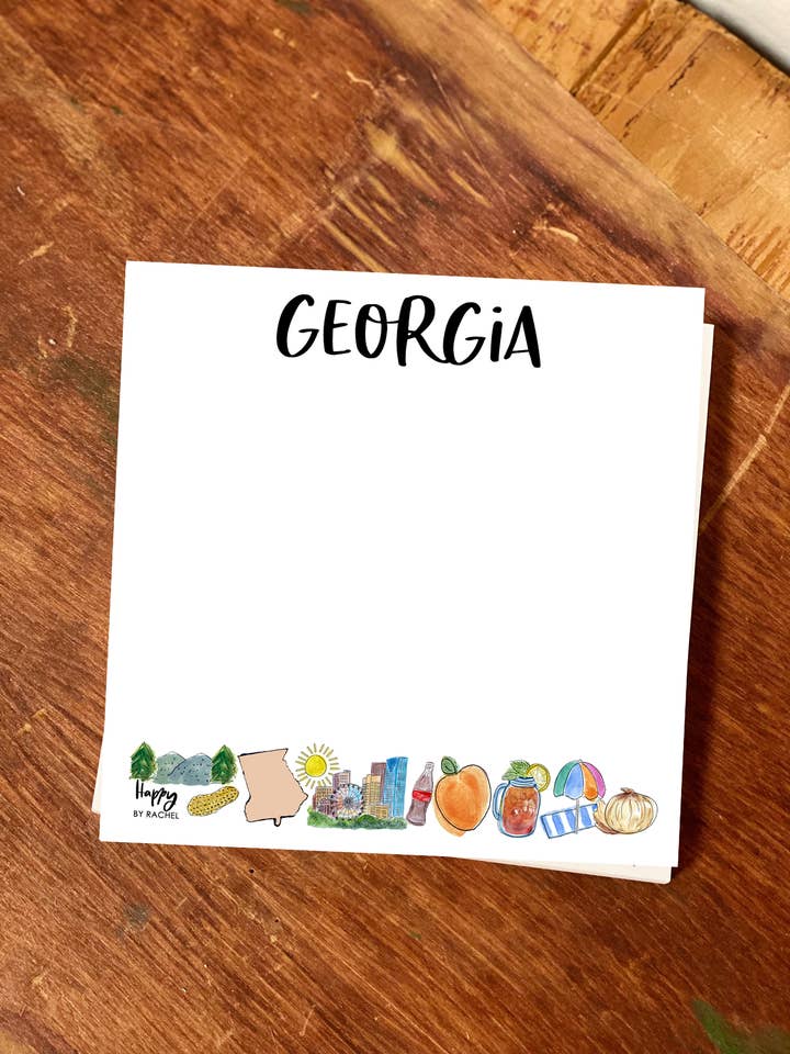 State of Georgia Chunky Notepad-Stationary 100 page for wholesale by Happy By Rachel, LLC