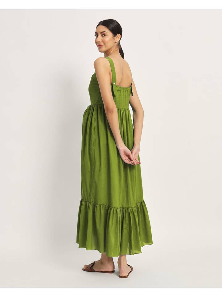 Thevasa - Wholesale Dress – Maternity - Sage Green Mama Modish Maternity & Nursing Dress2