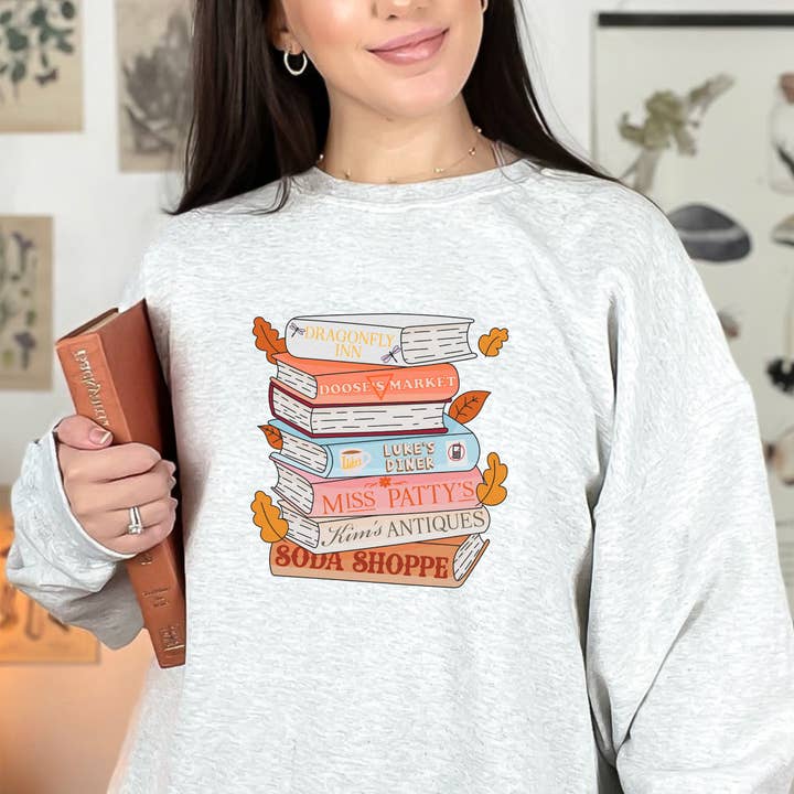 Gilmore Girls Fall Books Crewneck Sweatshirt for wholesale by Painted Lavender