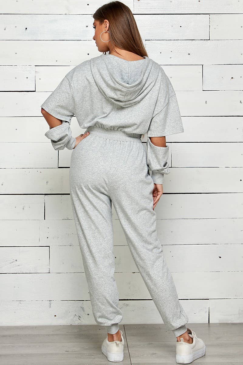 Shop Michella – Großhandel Jumpsuit – Damen – FRENCH TERRY OVERALL MIT KAPUZE UND REISSVERSCHLUSS9