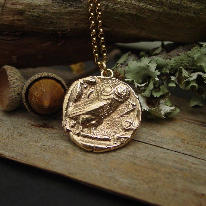 Athena Owl Coin Necklace for wholesale by Vis a Vis Jewelry
