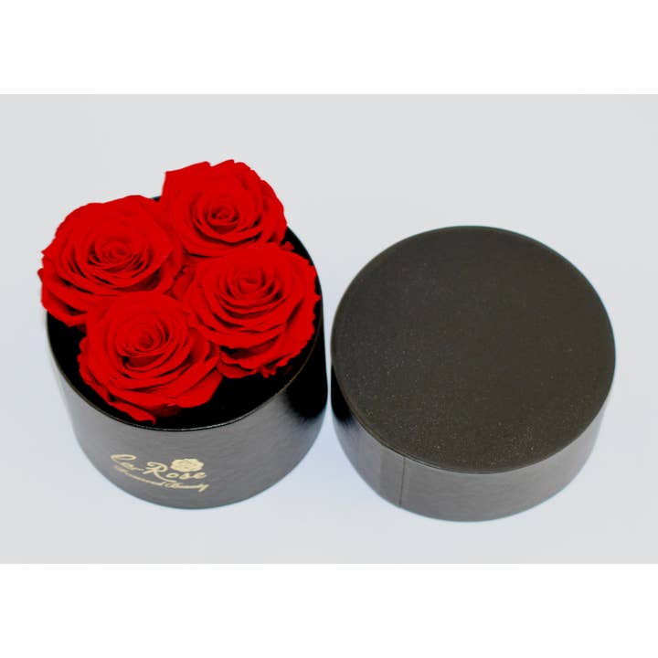 La Rose Preserved Beauty - Wholesale Dried/Pressed Flowers - 4 Preserved Roses Hat Box / Timeless Rose by La Rose