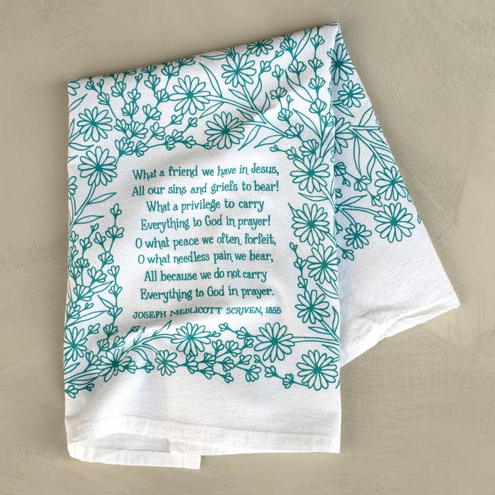 Little Things Studio - Wholesale Tea Towel - What A Friend Hymn Tea Towel — 24"x20"
