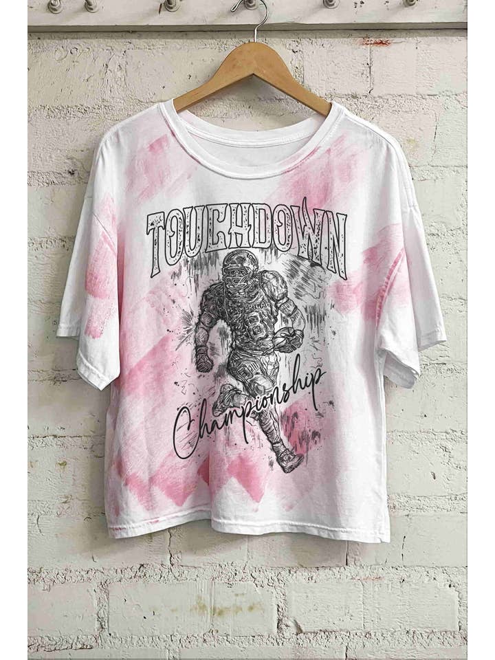 Rustee Clothing - Wholesale Screen Printed T-Shirt - Women's - TOUCHDOWN FOOTBALL-HAND DRAWN2