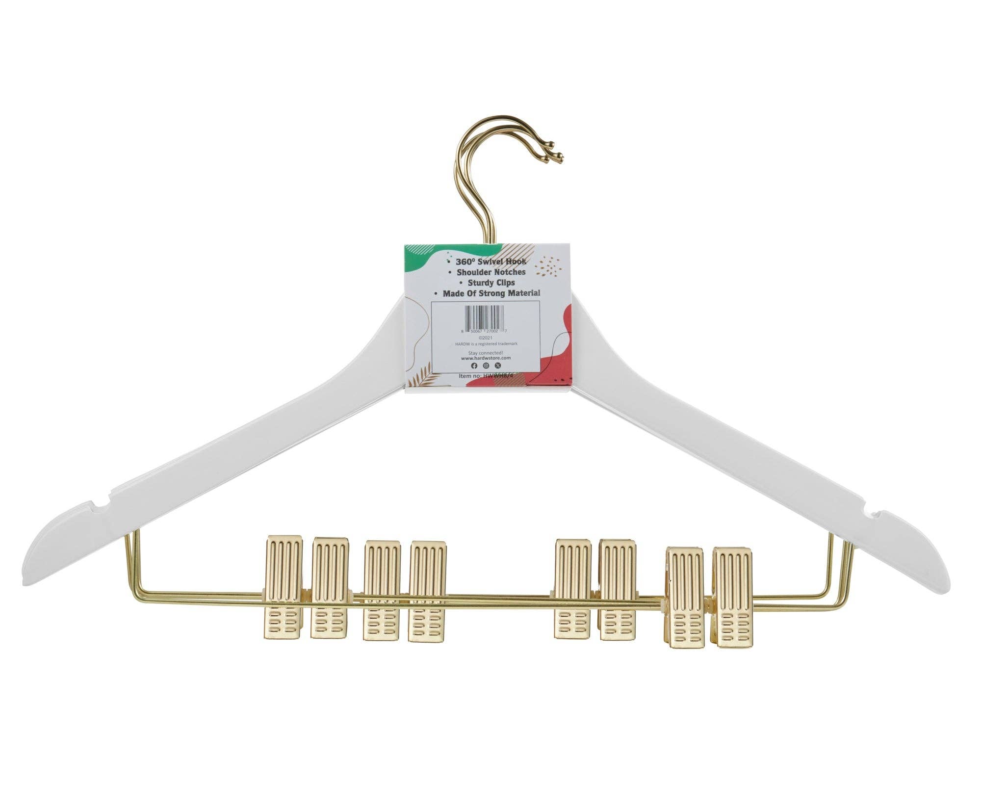 DEILSY – Cabides por atacado – Cabides de Madeira Branca com Presilhas (4 Unidades por Embalagem)2