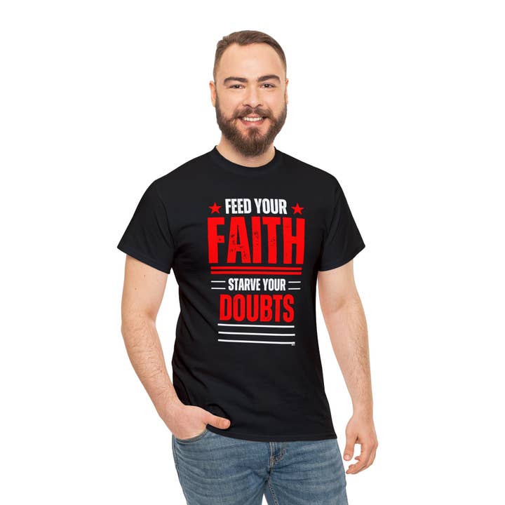 Feed Your Faith Starve Your Doubts Inspirational Unisex Heav for wholesale by DJH Apparel