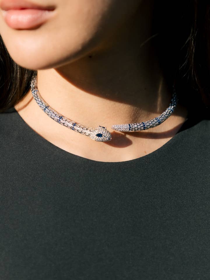 Valeria Snake CZ Cuff Necklace for wholesale by Eye Candy Los Angeles