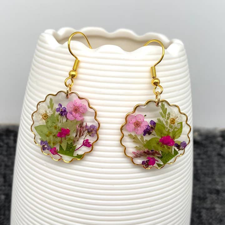 Mio Queena - Wholesale Dangle Earrings - Pressed Dried Flower Dangle Earrings - PDF