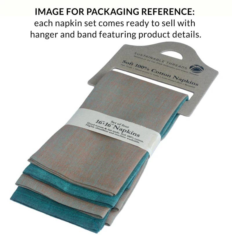 Sustainable Threads - Wholesale Dinner & Cloth Napkin - Cotton Napkins | Handwoven | Chic | Set of 4 | Fair Trade3