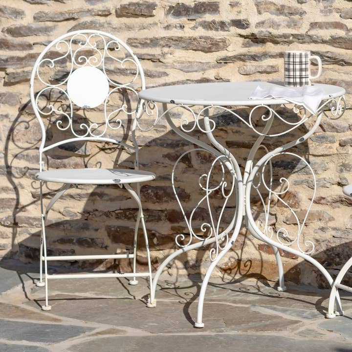 Zaer Ltd. International - Vente Salon de terrasse - Chaise et table rondes « Le Chardenoux 1908", 3 pièces, 3 couleurs13