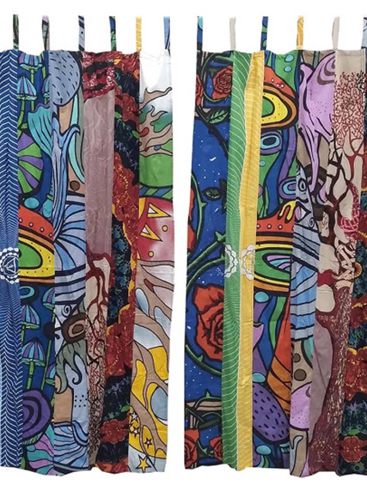 Boomer Mushrooms Single Panel Tabbed Curtain 56 x 85 Inches for wholesale by Sunshine Joy