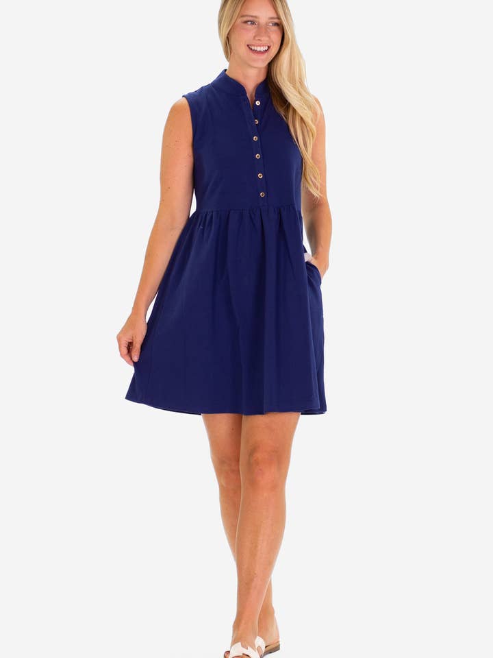 The Eileen Dress in Royal Navy for wholesale by Duffield Lane