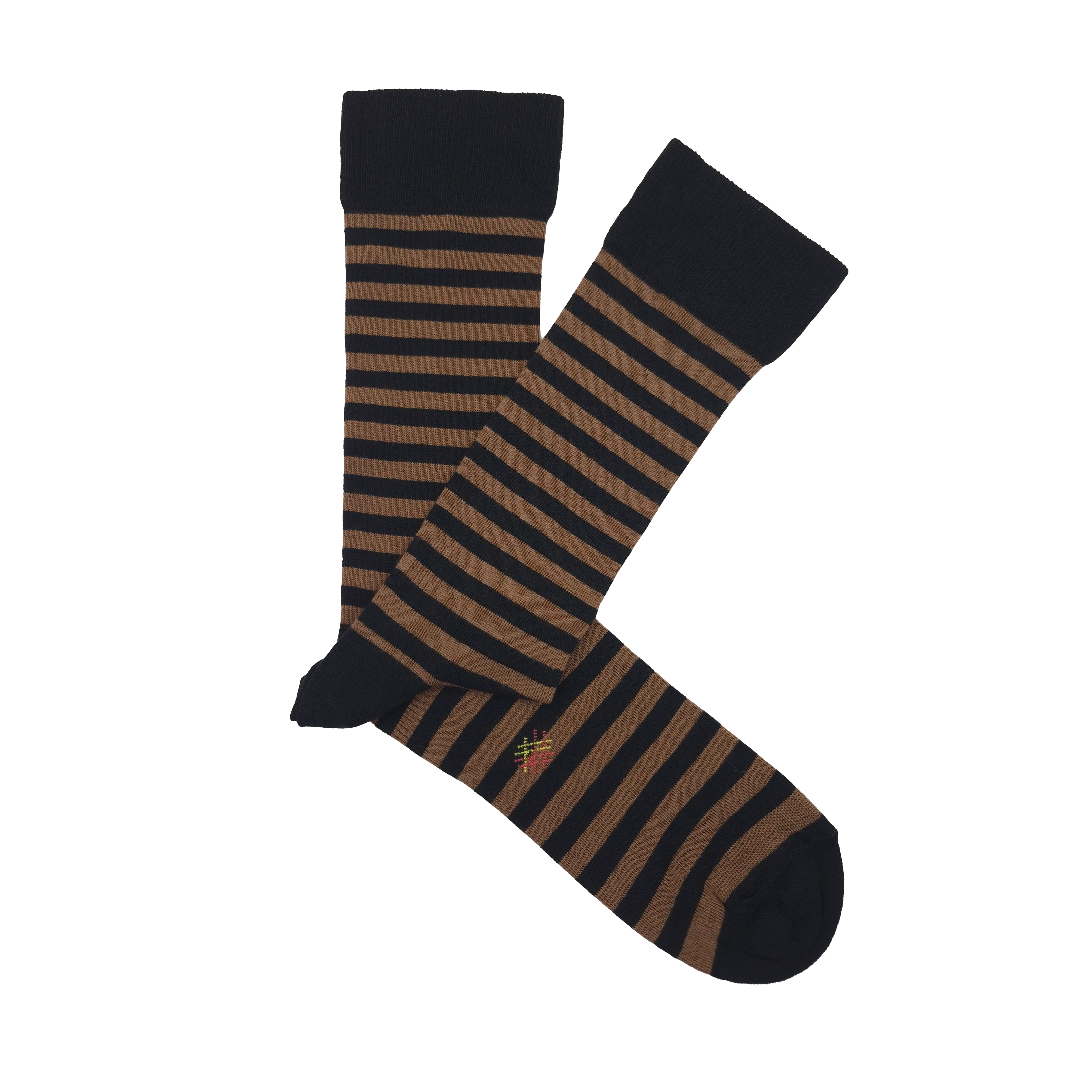 Brown Black MissCalcetin Low Shaft Fine Stripe Brown-Black for wholesale on Faire1