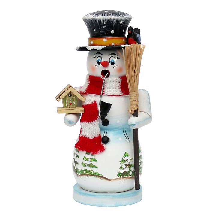 Wurm - Venta al por mayor Figura decorativa - Muñeco de nieve ahumador Toni pequeño con bufanda de punto de madera colorida (A/L/P) 7x6x15,5cm
