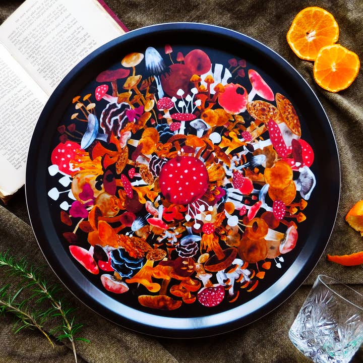 Fungi Print Round Tray for wholesale by Bison Bindery