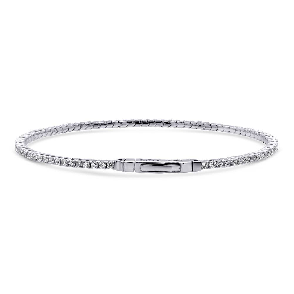 BERRICLE - Wholesale Bangle Bracelet - BERRICLE Sterling Silver Flexible CZ Bangle, 2-Piece Set2