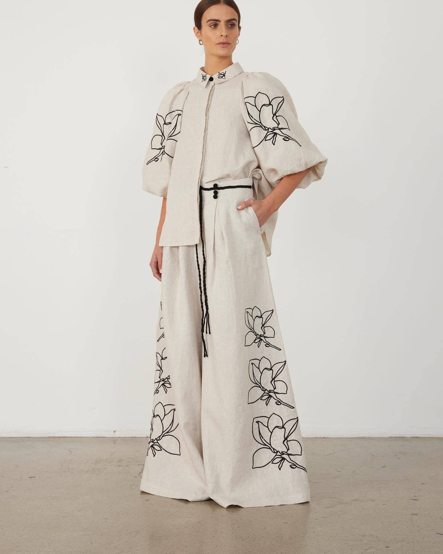 Marayn - Vente Ensemble haut et pantalon (PAS d'intérieur) - Femme - Ensemble lin bohème chic printemps-été 20244