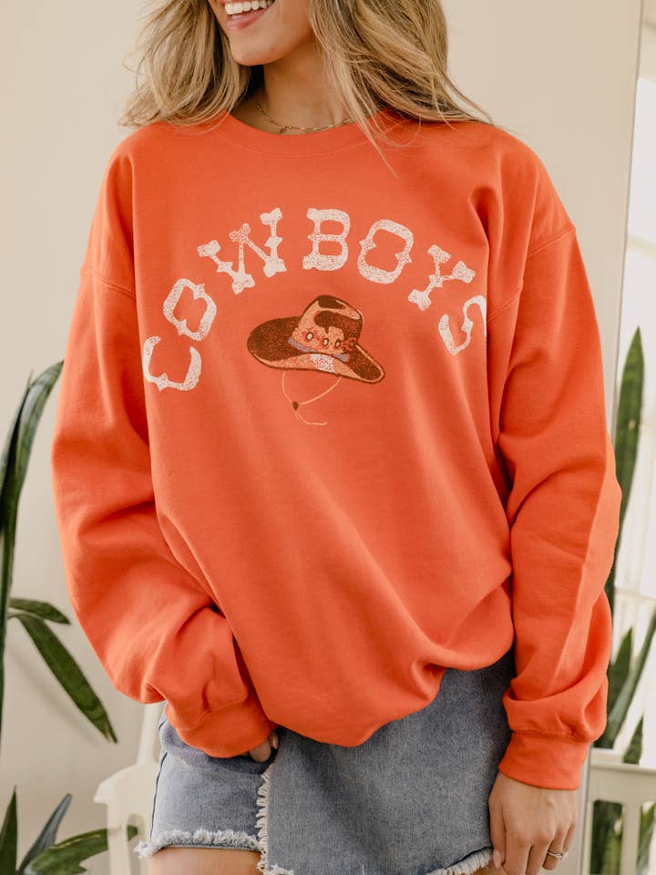LivyLu - Wholesale Graphic Sweatshirt - Unisex - Oklahoma State OSU Cowboys Hat Orange Sweatshirt1