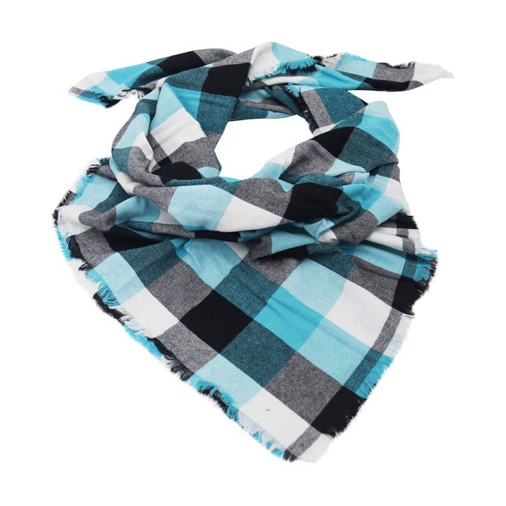 Cachecol Manta Azul, Preto e Branco por atacado de Fuzzbutt Boutique LLC